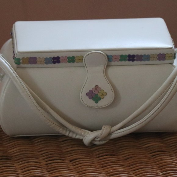 White leather structured Handbag - Picture 1 of 8
